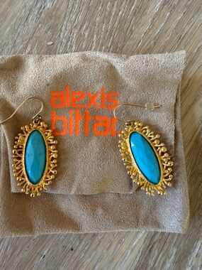 Alexis Bittar Gold-Tone Turquoise Marquise Drop Earrings